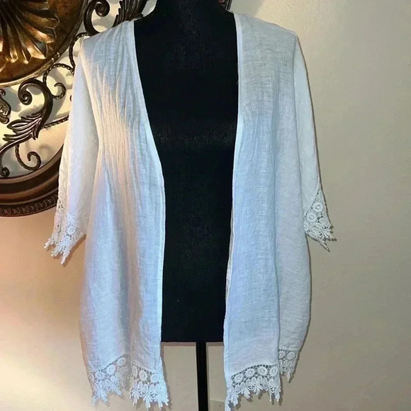 Bellambra Women’s Made in Italy 100% White 100% Linen Kimono Cover Up One Size - Picture 4 of 16